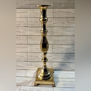 Vintage Large Solid Polished Brass Candlestick 17.75”